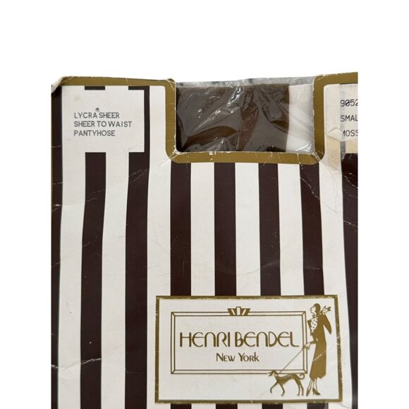 HENRI BENDEL Vintage Moss Green Tights Stockings Size Small NEW NIP - Picture 4 of 5
